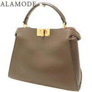 FENDI Peekaboo Essentially Handbag Shoulder Crossbody Bag Brown Calfskin